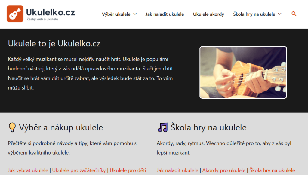 Náhled webu o ukulele Ukulelko.cz