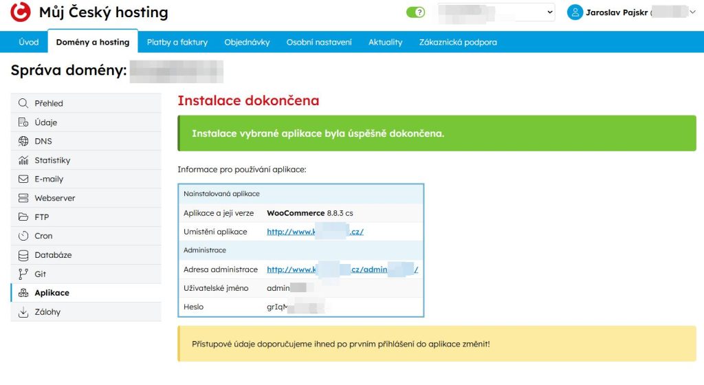 Cesky Hosting Nainstalovana Aplikace