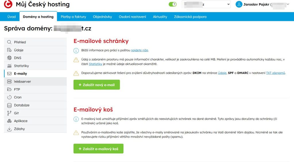 Cesky Hosting Zalozeni Emailu