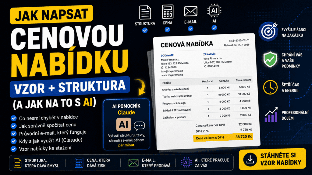 Jak napsat cenovou nabídku: vzor + struktura (a jak na to s AI)