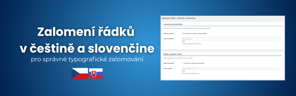 Zalomení řádků v češtině a slovenštině — plugin pro WordPress