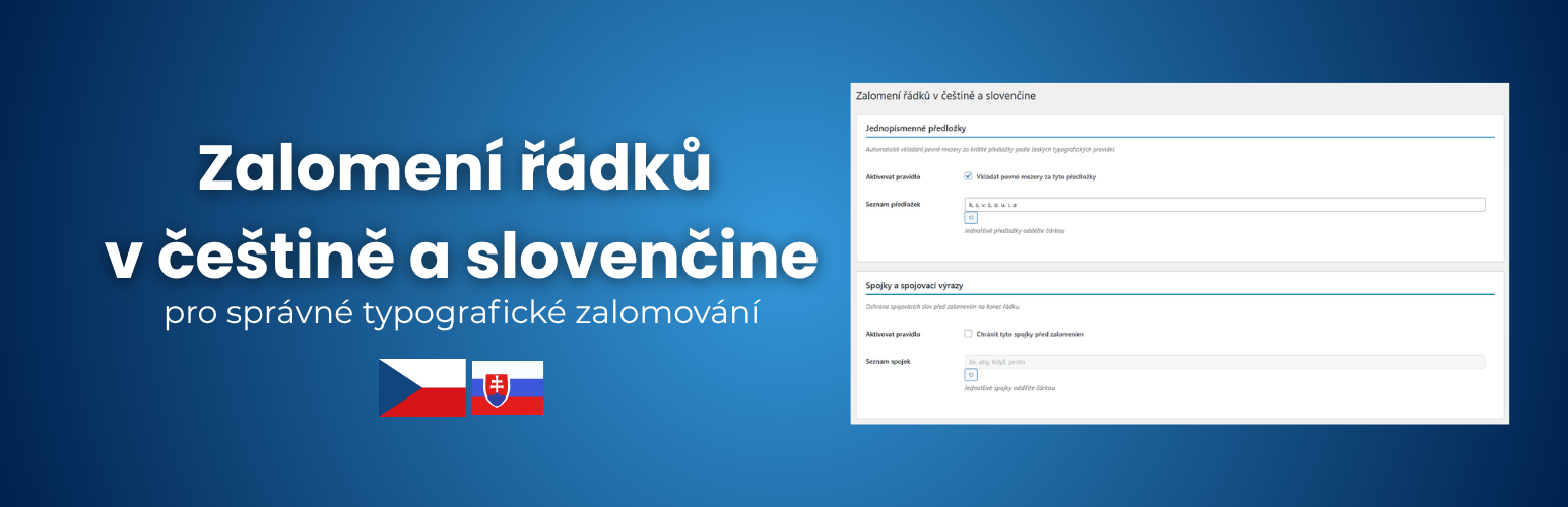 Zalomení řádků v češtině a slovenčine — plugin pro WordPress