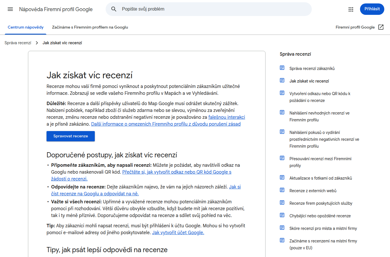 Nápověda Google Business Profile: doporučené postupy, jak získat víc recenzí