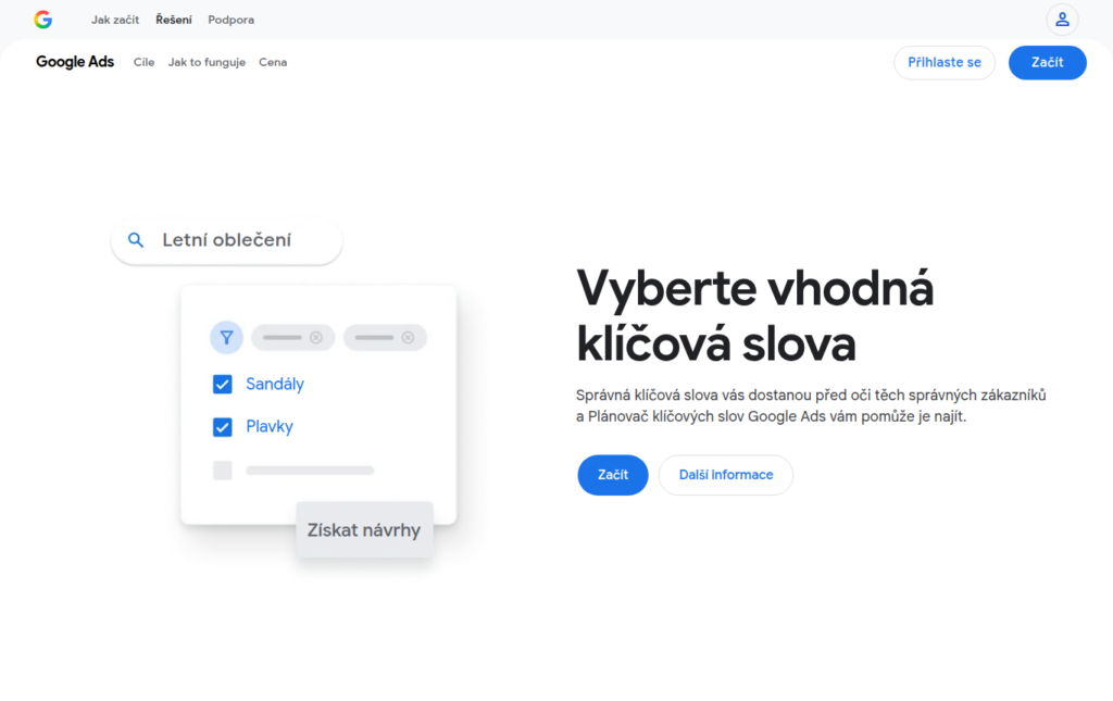 Plánovač klíčových slov Google Ads